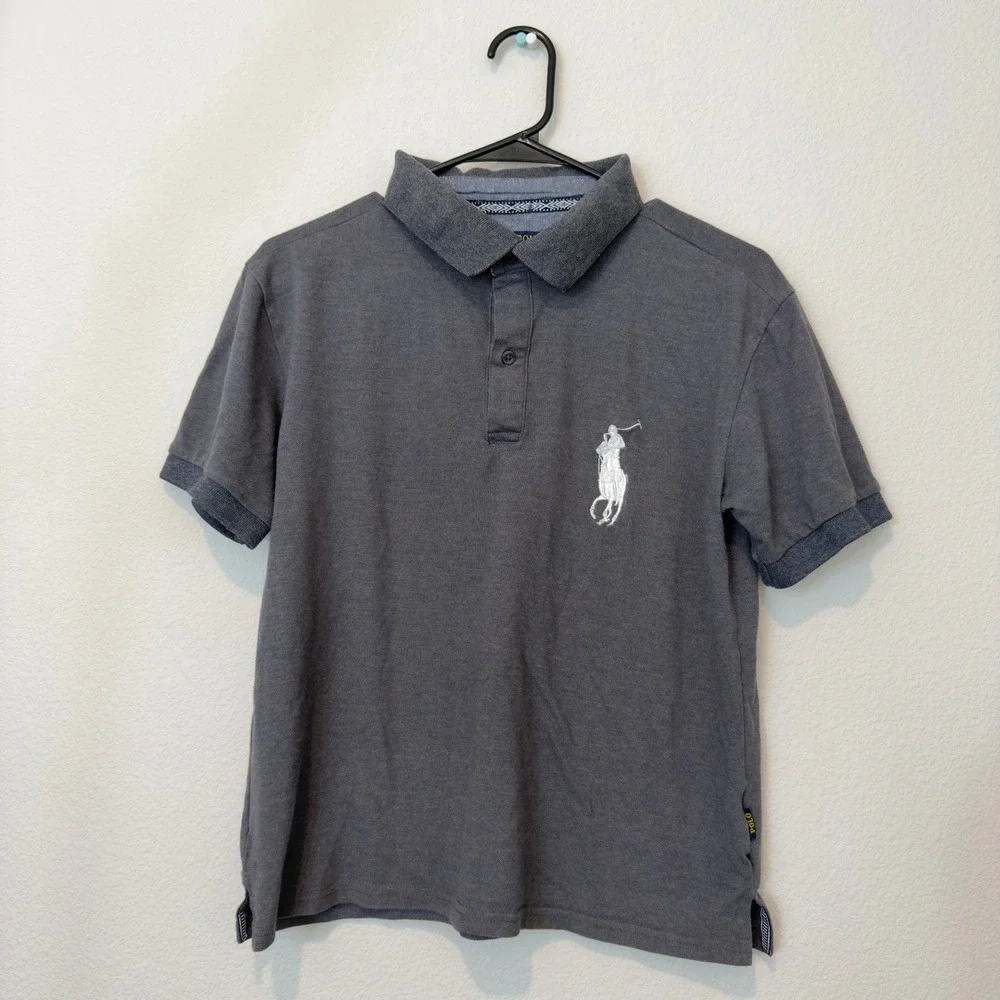 Polo Ralph Lauren Big Pony Polo Mens Medium Grey Good Custom Slim‎ Fit Cotton